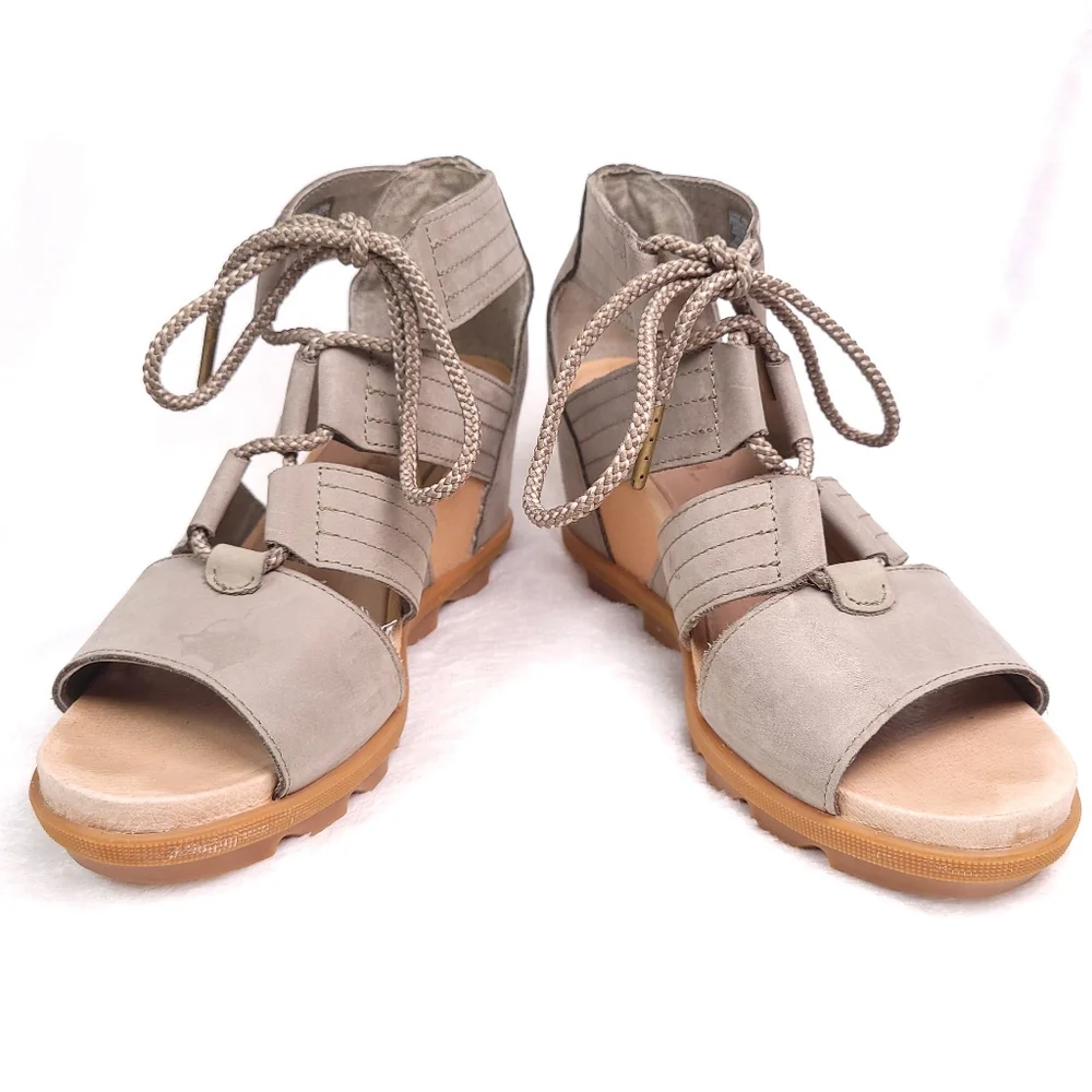 Sorel Joanie II NL3223-365 Lace Wedge Heel Sandals Women 8.5